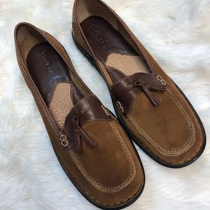 BORN Suede Leather Tassel Brown Loafers